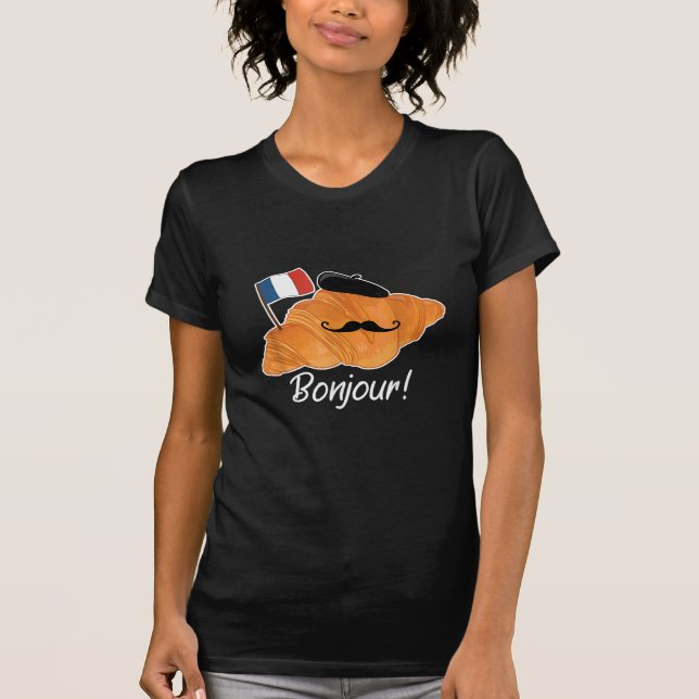 Fransk Croissant Älskare Frankrike Flagga Francoph T Shirt (Framsida)