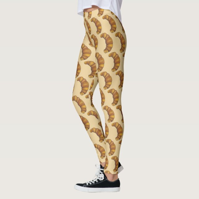 Fransk Croissant Hett Flaky Buttery Pastry Foodie Leggings (Vänster)