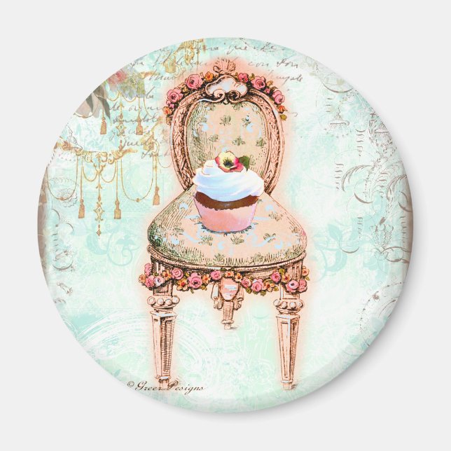 Fransk Cupkaka Victorian Stil Magnet (Framsidan)