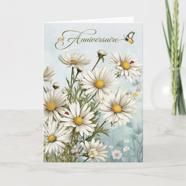 Fransk Daisy och Ladybugs Birthday Kort (Framsida)