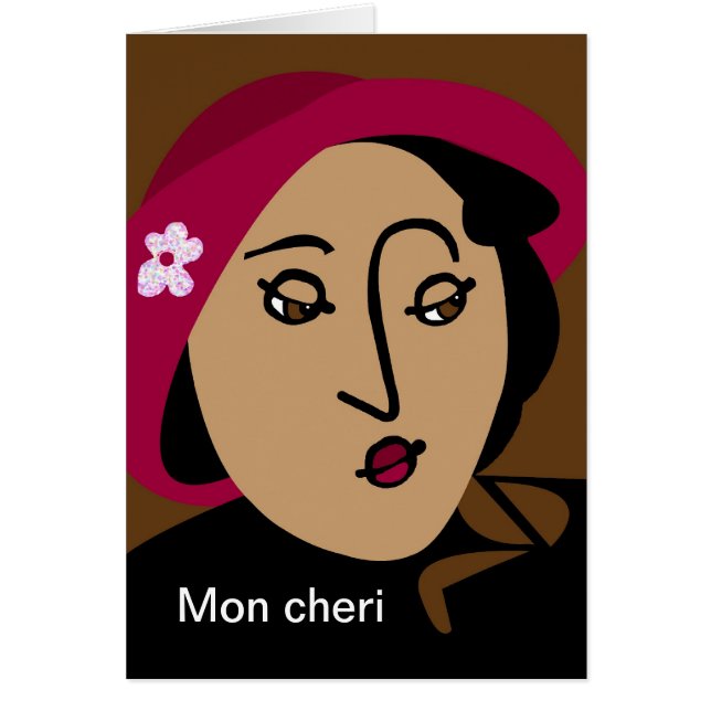 fransk dam hälsningskort (Framsidan)