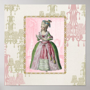 Fransk Dam Rosa Poster