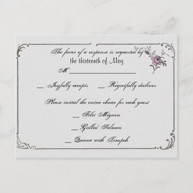 Fransk Deco Ram Posh OSA Postcard Inbjudan Vykort (Framsida)