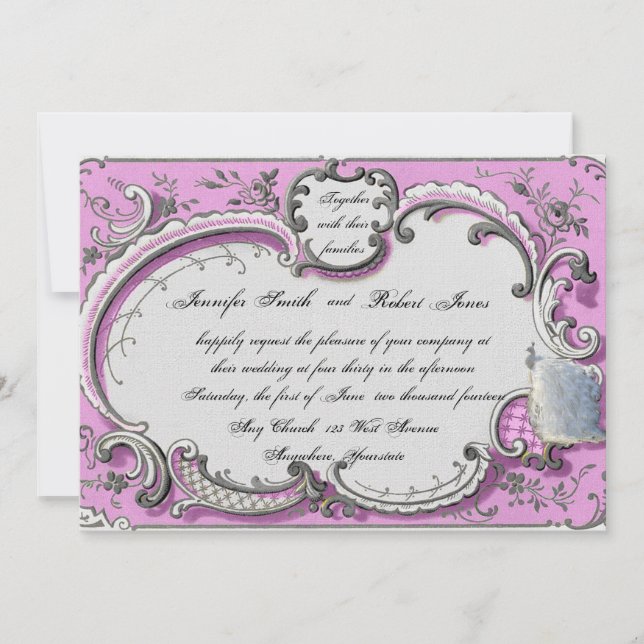 Fransk Deco Ram Posh Wedding bjudning Inbjudningar (Framsida)