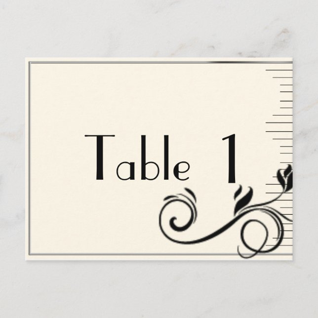 Fransk Deco Ro Black Cream Bröllop Bordsnummer (Framsida)