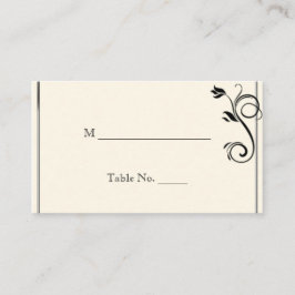 Fransk Deco Ro Black Cream Bröllop ortkort Placeringskort