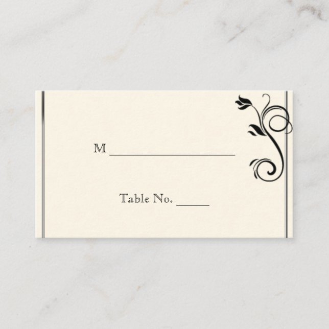 Fransk Deco Ro Black Cream Bröllop ortkort Placeringskort (Framsida)