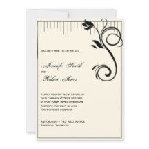 Fransk Deco Ro Black Cream bröllopsinbjudan