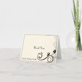 Fransk Deco Rosa Svart Kräm Bröllop Tack Kort