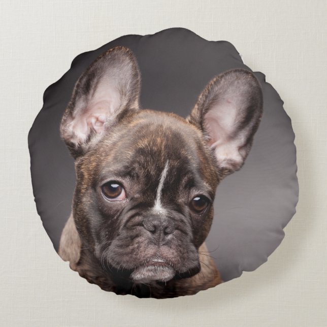 Fransk dekorativ kudde för bulldoggporträttrunda (Baksidan)