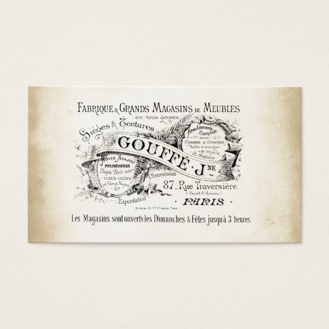 Fransk Department Store-signatur Visitkort (Framsidan)