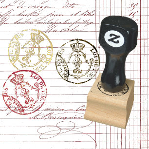Fransk Document Seal with Krona and Fleur de lis Stämpel