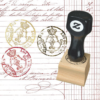 Fransk Document Seal with Krona and Fleur de lis Stämpel