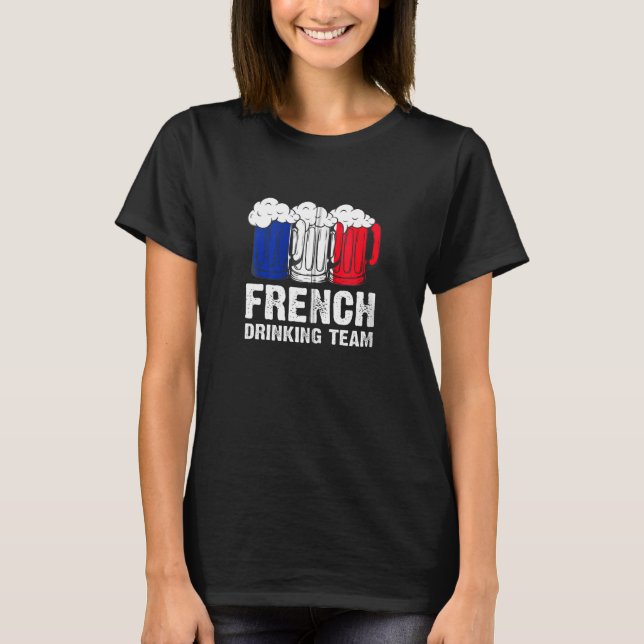 Fransk Drinking Team Frankrike Zip T Shirt (Framsida)