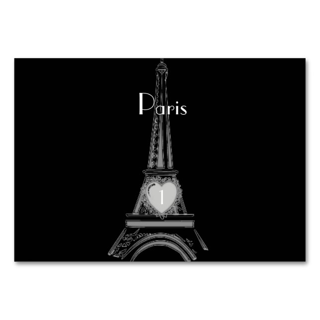 Fransk Eiffel Torn Paris Bord Card Bordsnummer (Framsidan)