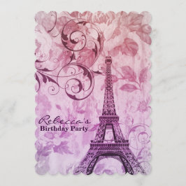fransk eiffel torn paris födelsedagsfest inbjudningar