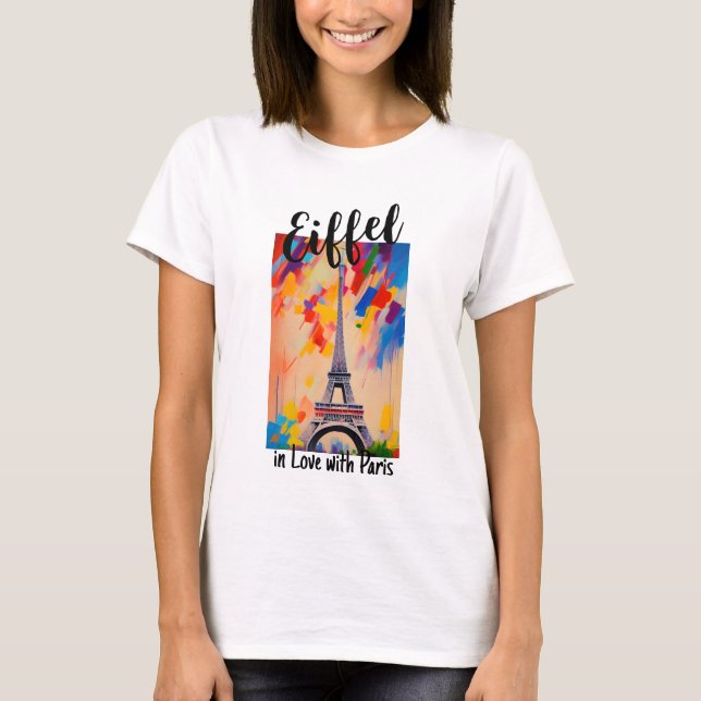 Fransk Eiffel Torn, Paris, Funny Eiffel Ordlek T Shirt (Framsida)