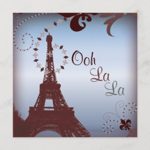 Fransk eiffel torn vintage paris möhippa inbjudningar