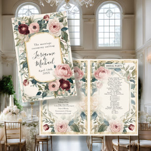 Fransk Elegant Blommigt Rosa Guld Bröllop Ceremony