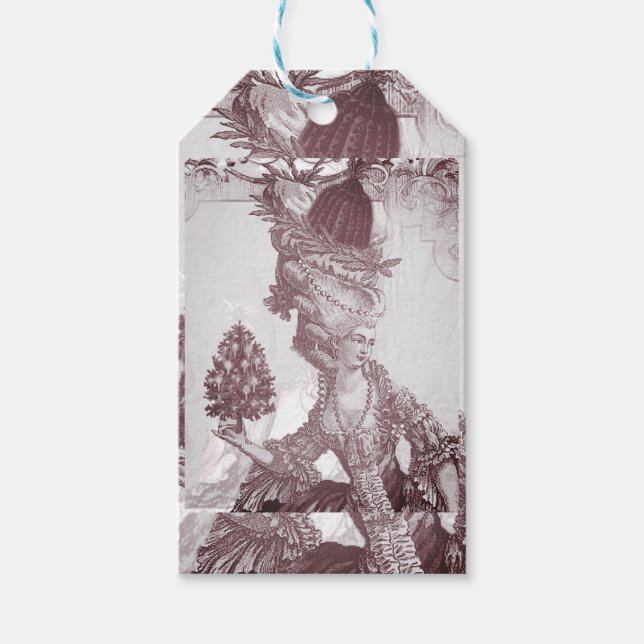 Fransk elegant Marie Antoinette Joyeux Noel Presentetikett (Framsidan)