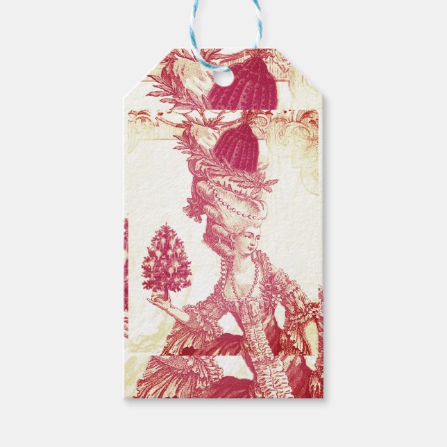 Fransk elegant Marie Antoinette Joyeux Noel Presentetikett (Framsidan)