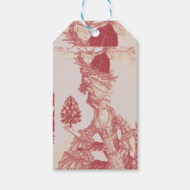 Fransk elegant Marie Antoinette Joyeux Noel Presentetikett (Framsidan)