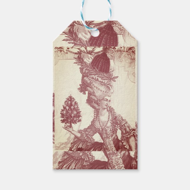 Fransk elegant Marie Antoinette Joyeux Noel Presentetikett (Framsidan)