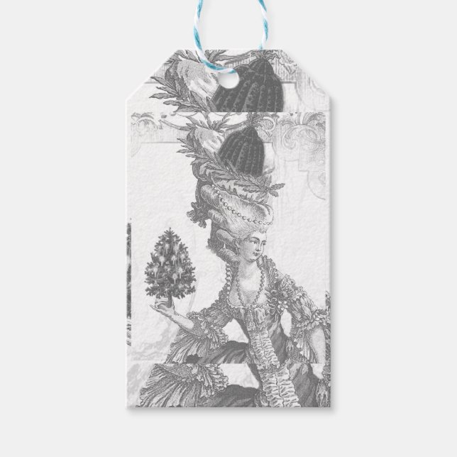 Fransk elegant Marie Antoinette Joyeux Noel Presentetikett (Framsidan)