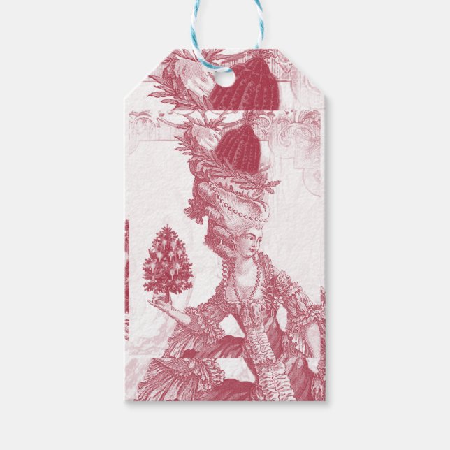 Fransk elegant Marie Antoinette Joyeux Noel Presentetikett (Framsidan)