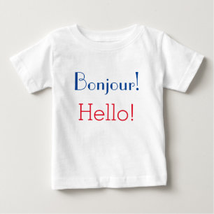 Fransk- & engelskababy: "Bonjour!", och "hejer! ", T Shirt
