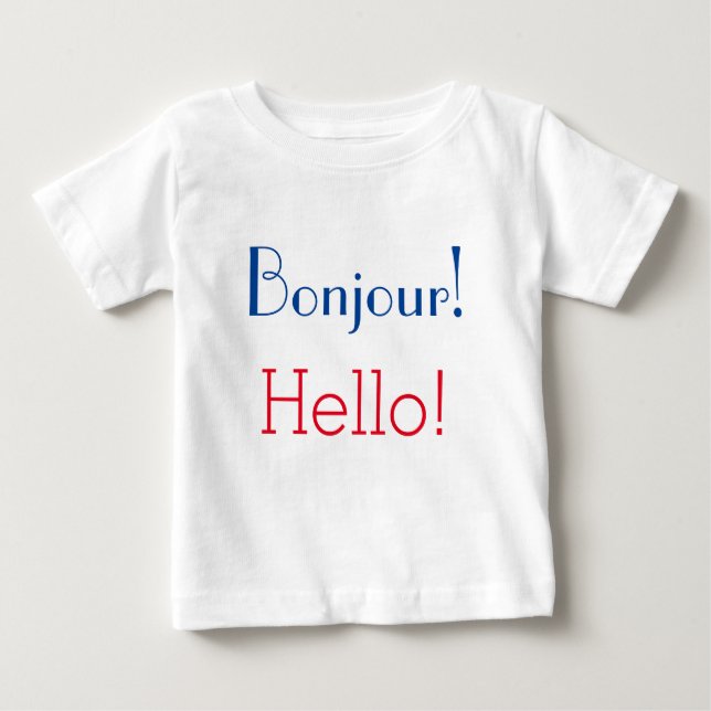Fransk- & engelskababy: "Bonjour!", och "hejer! ", T Shirt (Framsida)