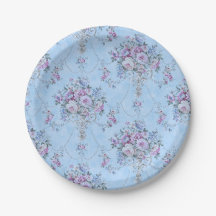 Fransk European Blue White Victorian Stil Blommigt