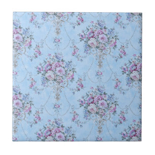 Fransk European Blue White Victorian Stil Blommigt Kakelplatta