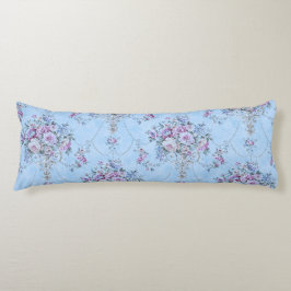 Fransk European Blue White Victorian Stil Blommigt Kroppskudde