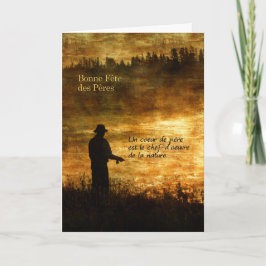 Fransk Fars dag Fisherman Sunrise Pond Kort
