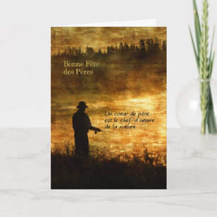 Fransk Fars dag Fisherman Sunrise Pond Kort