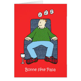 Fransk Fars dag Tecknad Humor Hälsningskort