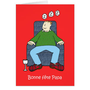 Fransk Fars dag Tecknad Humor Hälsningskort