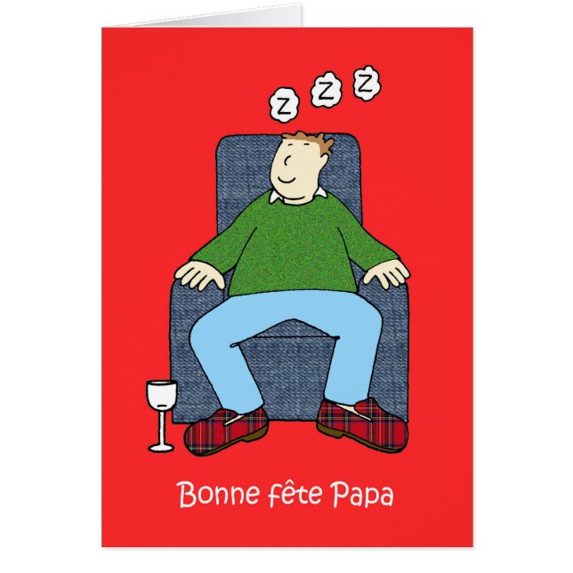Fransk Fars dag Tecknad Humor Hälsningskort (Framsidan)