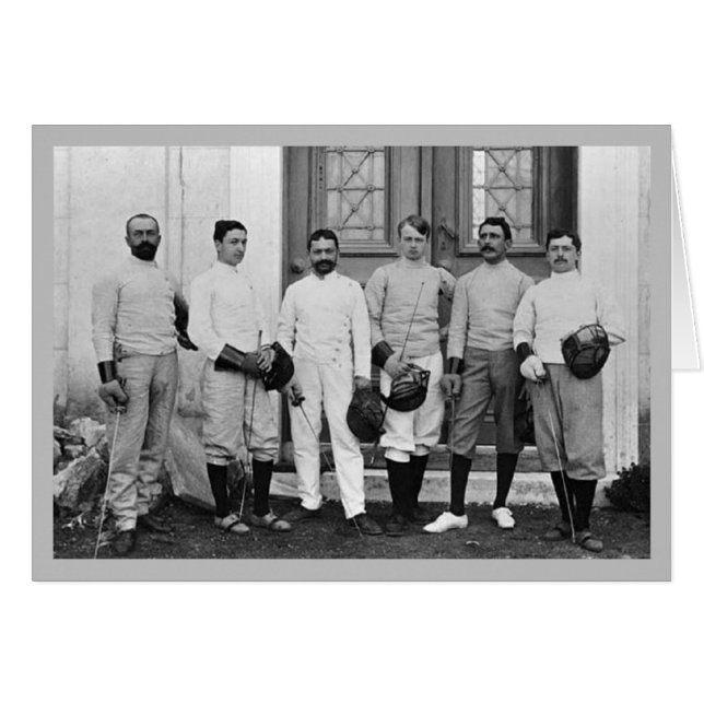 Fransk Fensionsgrupp vid OS i Aten 1896 Hälsningskort (Framsidan Horizontal)