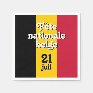Fransk Fête nationale belge belge Flagga Pappersservett