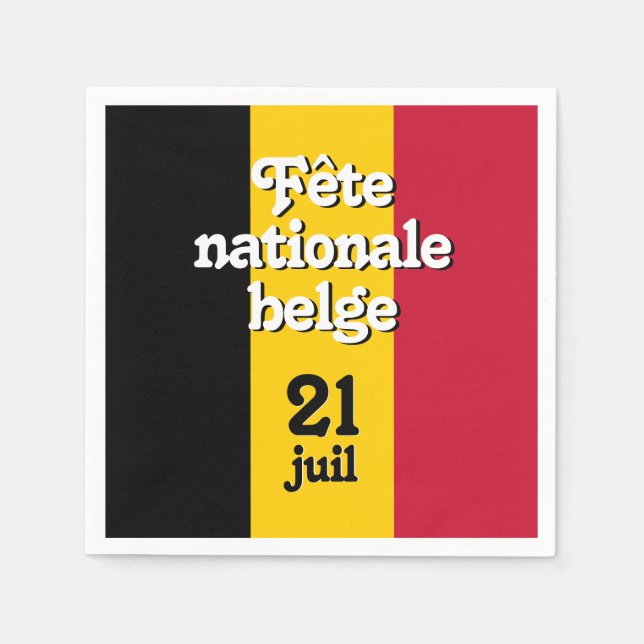 Fransk Fête nationale belge belge Flagga Pappersservett (Framsidan)