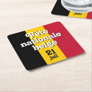 Fransk Fête nationale belge belge Flagga Underlägg Papper Kvadrat
