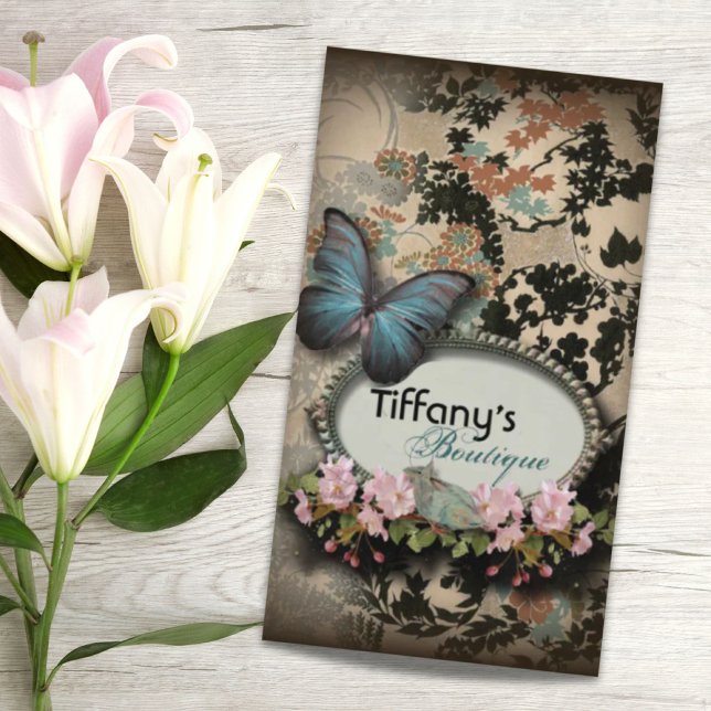 Fransk-fjäril för Paris segrande blommigt Visitkort (Paris victorian floral french butterfly business card)