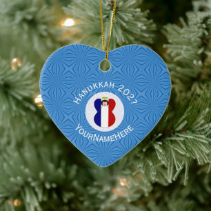 Fransk flagg Hanukkah-ängel Namn År Hjärta Julgransprydnad Keramik