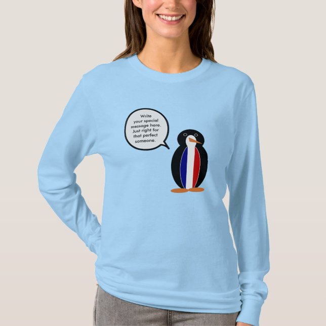 Fransk flagg Vilda djur Pingvin personlig gåva T Shirt (Framsida)