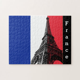Fransk flagga & Eiffel Torn - Frankrike Pussel