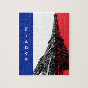 Fransk flagga & Eiffel Torn - Frankrike /sportfant Pussel