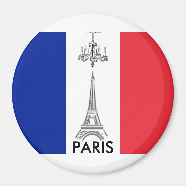 Fransk Flagga Eiffel Torn Paris Thmet Magnet (Framsidan)