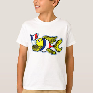 Fransk Flagga Fiskar, rolig tecknad T Shirt